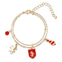 Harry Potter Gold Tone Gryffindor Charms Layered Bracelet