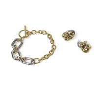 Liars & Lovers Gold Stainless Steel Mixed Link Earrings and Bracelet Set