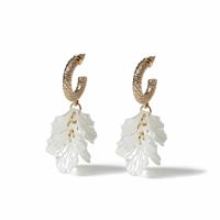 Freedom Gold Tone Flower Drop Hoop Earrings