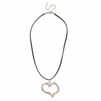 Freedom Gold Tone Sculptural Open Heart Pendant Cord Necklace