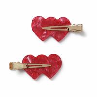 Flitzy Red Double Heart Hair Clip - Pack of 2