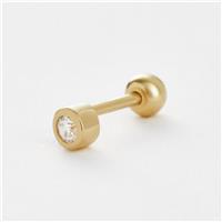 Revere Gold Plated Silver Round Cubic Zirconia Single Stud Earrings