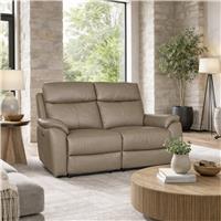 Aspire Kingsmere Leather 2 Seater Power Recliner Sofa with Metal Feet - Mushroom