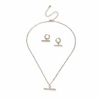 Liars & Lovers Gold Plated Crystal Bar Earring and Necklace Set