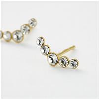 Revere Gold Plated Sterling Silver Cubic Zirconia Climber Stud Earrings
