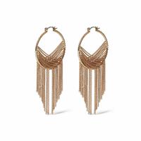 Freedom Gold Tone Tassel Hoop Drop Earrings