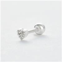 Revere Sterling Silver Cubic Zirconia Heart Single Stud Earring