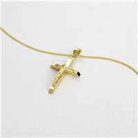 Revere 1 Micron Gold Plated 925 Sterling Silver Jesus Cross Pendant Necklace