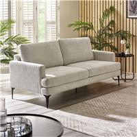 Julian Bowen Carrera Fabric 3 Seater Sofa Metal Feet - Cream