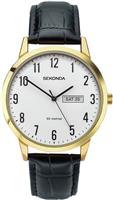 Sekonda Men's Black Leather Strap White Dial Watch