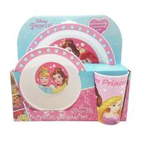 Disney Princess 3 Piece Tableware Dinner Set - Pink