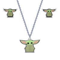 Disney Star Wars Baby Yoda Mandalorian Pendant and Studs Set