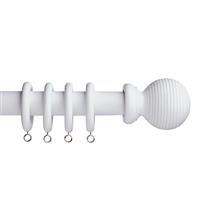 Argos Home 3m Grooved Ball Wooden Curtain Pole - White