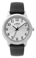 Limit Ladies Silver Dial Black Faux Leather Strap Watch