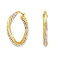 Revere 9ct Gold Plated Silver Glitter Twist Hoop Earrings