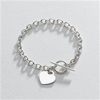 Revere Sterling Silver Classic Heart T-Bar Bracelet