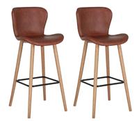 Habitat Etta Pair of Faux Leather Bar Stool - Brown