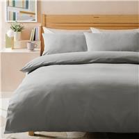 Habitat Stonewashed Cotton Plain Grey Bedding Set- Superking