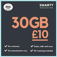 SMARTY 80GB 30 Day Pay As You Go SIM Card