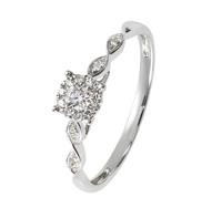 Revere 9ct White Gold 0.15ct Diamond Engagement Ring - O