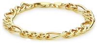 Revere 9ct Gold Italian Diamond Cut Figaro Link Bracelet