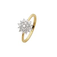 Revere 9ct Yellow Gold 0.50ct Diamond Cluster Ring - Q