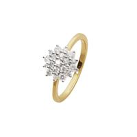 Revere 9ct Yellow Gold 0.50ct Diamond Cluster Ring - M