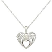 Revere Sterling Silver 0.10ct Diamond Heart Pendant Necklace