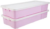 Argos Home 2 x 45L Wheeled Underbed Storage Boxes - Pink