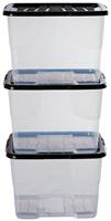 Argos Home Curve 3 x 24L Storage Boxes With Lid - Clear