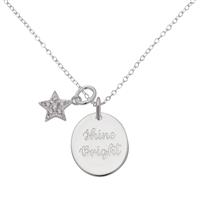 Moon & Back Sterling Silver Star Charm Pendant Necklace