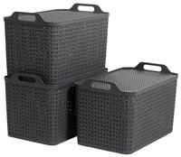 Strata 3 x 35L Urban Store Baskets with Lid - Charcoal