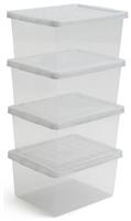 Argos Home 4 x 27 Litre Glitter Storage Boxes - Silver