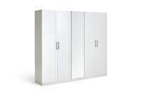 Habitat Munich Panelled 5 Door Mirror Wardrobe - White