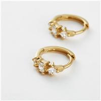 Revere Gold Plated Silver Square and Round Cubic Zirconia Huggies Earrings