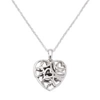 Revere Sterling Silver 1ct Diamond Caged Heart Pendant