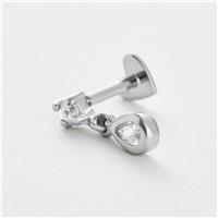 Revere Sterling Silver Cubic Zirconia Pear Drop Single Flatback Stud Earring