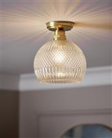 Habitat Perses Cut Glass and Brass Flush to Ceiling Light