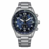 Citizen Men's Eco Drive Blue Dial Stainless Steel Grey Strap Bracelet Watch