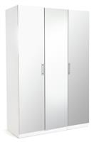 Habitat Munich 3 Door Mirror Wardrobe - White Gloss