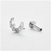 Revere Sterling Silver Cubic Zirconia Moon Flatback Single Stud Earrings