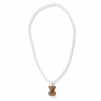 Flitzy Teddy Bear Pendant Pearl Chain Necklace