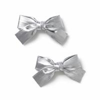 Flitzy Silver Metallic Bow Clips