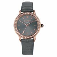 Lipsy Stone Set Bezel Grey Dial Croc Strap Watch