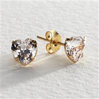 Revere 9ct Gold Cubic Zirconia Heart Stud Earrings
