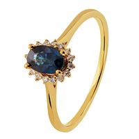 Revere 9ct Gold 0.08ct Diamond and Sapphire Cluster Ring - L