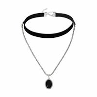 Freedom Silver Tone Crystal Pendant Choker Layered Necklace