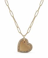 DKNY Gold Tone Pave Heart Pendant Necklace