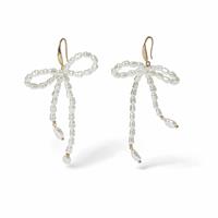 Freedom White Pearl Bow Drop Earrings