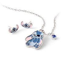 Disney Stitch Enamel Pendant Necklace and Stud Earrings Jewellery Set